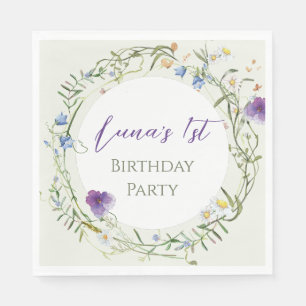 Wildflower First Birthday Napkin