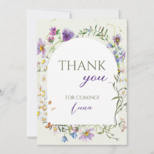 Wildflower First Birthday Thank You Card