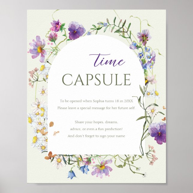 Wildflower First Birthday Time Capsule  Poster (Front)