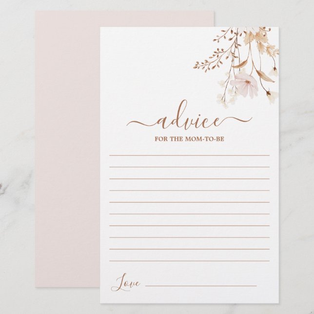 Wildflower Floral Advice for the Mom To Be card (Front/Back)