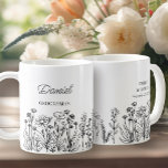 Wildflower Floral Any Colour Line Drawn Groomsman Coffee Mug<br><div class="desc">Wildflower wedding gift mug for anyone in your wedding party. Easy to personalize a mug your best man, groomsmen etc and you can also add the name of the bride and groom and their wedding date on the opposite side. Simple and elegant boho floral design with line drawn wildflowers. You...</div>