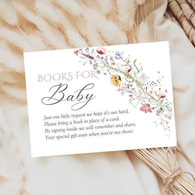 Wildflower Floral Baby Shower Books For Baby Enclosure Card (Creator Uploaded)