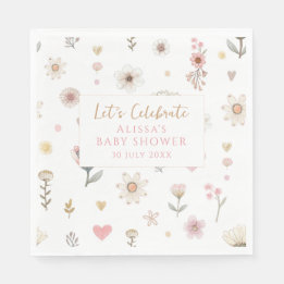 Wildflower Floral Baby Shower Coffee Napkin