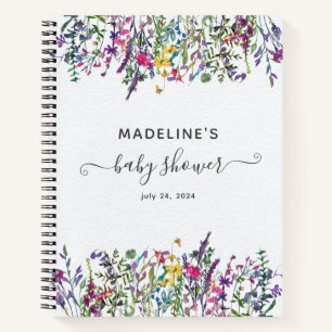 Wildflower Floral Baby Shower Gift List Notebook