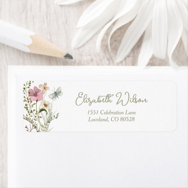 Wildflower Floral Baby Shower Return Address (Insitu)