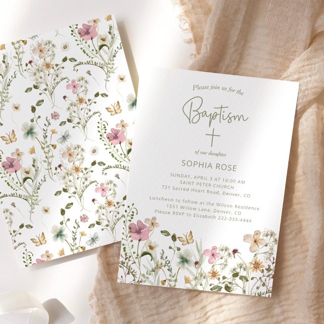 Wildflower Floral Baptism Invitation (Creator Uploaded)