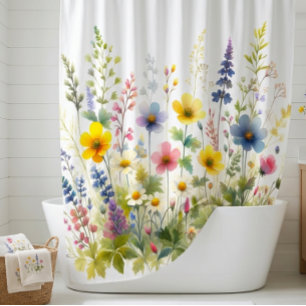 Wildflower Floral Bathroom Shower Curtain