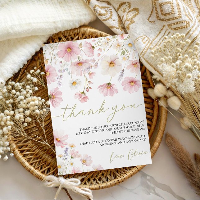 Wildflower Floral Birthday Thank You Card (Creator Uploaded)