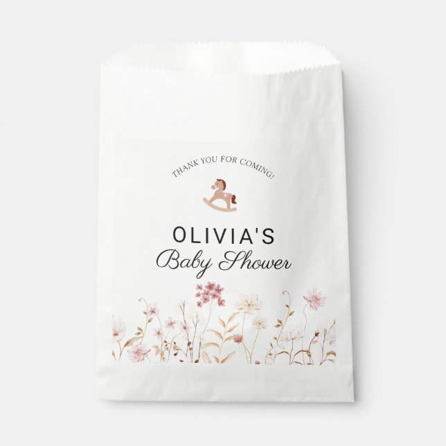 Wildflower Floral Boho Thank You Souvenir Gift Favour Bag (Front)