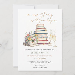 Wildflower Floral Book Theme Bridal Shower Invitation
