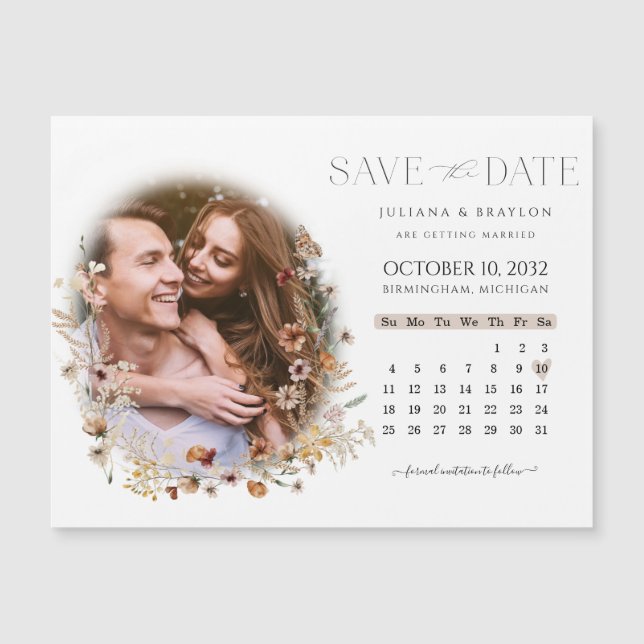 Wildflower Floral Calendar & Photo Save the Date (Front)