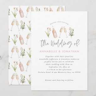 wildflower floral champagne modern script announcement
