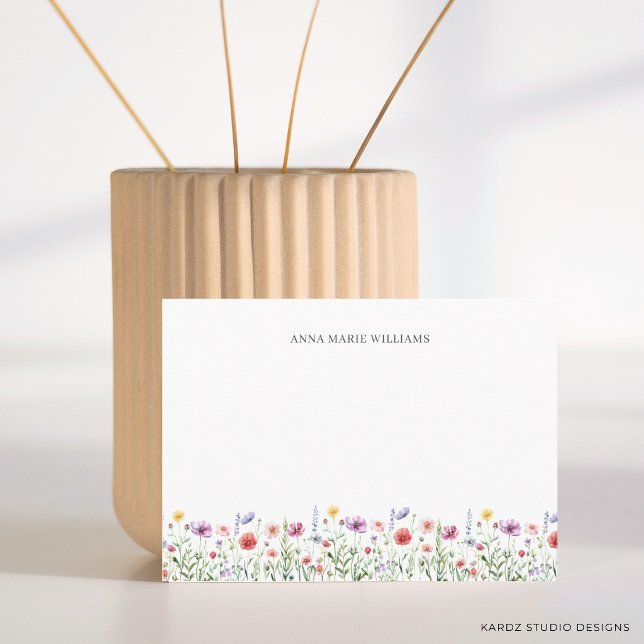 Wildflower Floral Chic Note Cards (The front of the card is shown in 3.5 x 5 in. Choose size, paper and corner style.)
