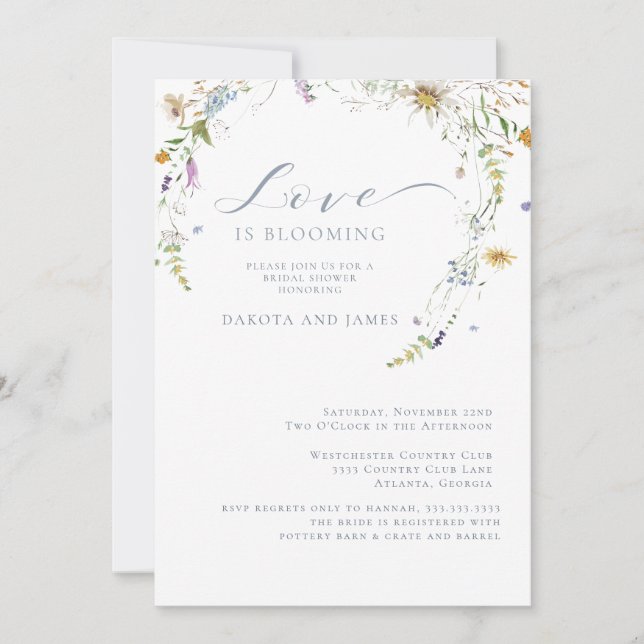  Wildflower Floral Couples Bridal Shower Invitation (Front)