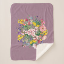 Wildflower Floral Cozy Home Sherpa Blanket
