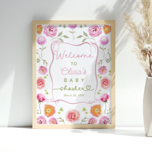Wildflower Floral Cute Baby Shower Welcome Poster