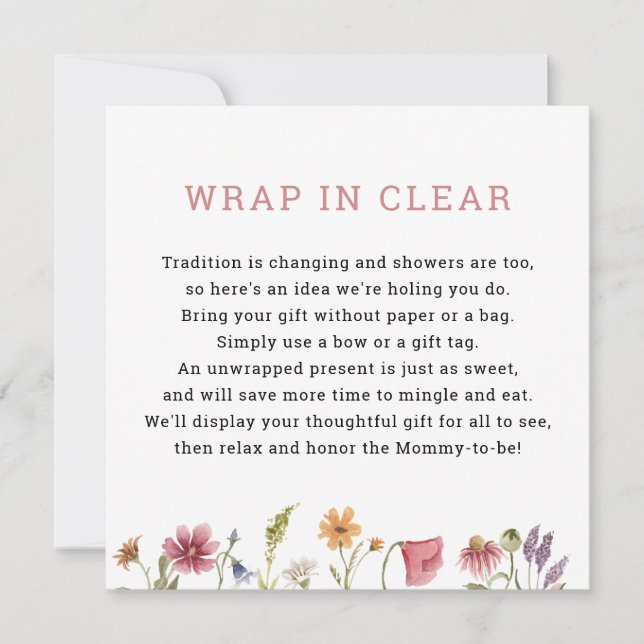 Wildflower Floral Display Shower Wrap in Clear  Invitation (Front)