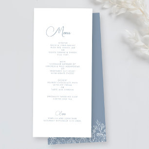 Wildflower Floral Elegant Dusty Blue Wedding Menu