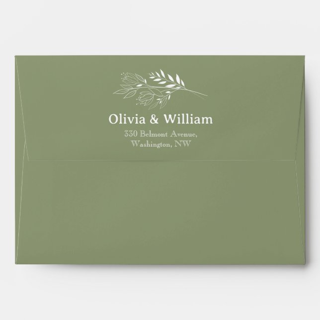 Wildflower Floral Elegant Wedding  Envelope (Back (Top Flap))