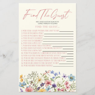 Wildflower Floral Find The Guest Baby Shower Game