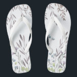 Wildflower Floral Flip Flops<br><div class="desc">Gently waving teams of wildflowers in soft purples,  blues and greys create a charming feel for a rustic or outdoor wedding. See all rest of the matching pieces in this collection. Write to me at hello@mistyqe.com for other matching pieces or customization requests.</div>