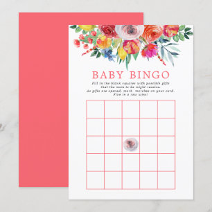 Wildflower Floral Flowers Baby Shower Bingo Game Invitation