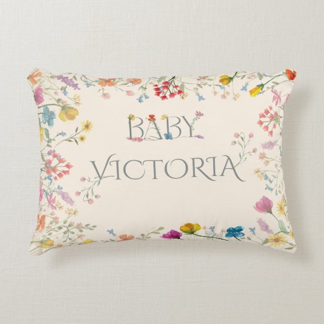 Wildflower floral garden Baby Personalized pillow (Front)