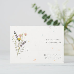 Wildflower Floral Garden Speckletone Wedding RSVP Card