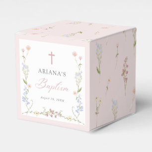 Wildflower Floral Girl Baptism Favor Box