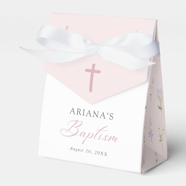 Wildflower Floral Girl Baptism Favor Box (Front Side)