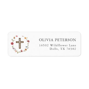 Wildflower Floral Girl Baptism Return Address
