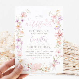 Wildflower Floral Girls 2nd Birthday Invitation