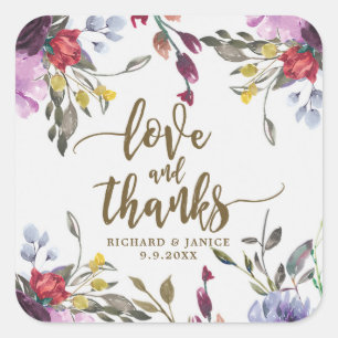wildflower floral love and thanks sticker wedding