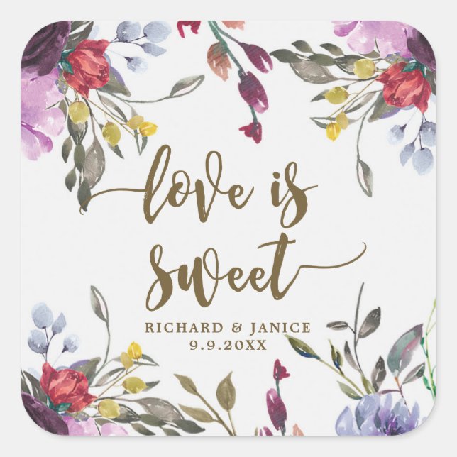 wildflower floral love is sweet sticker wedding (Front)