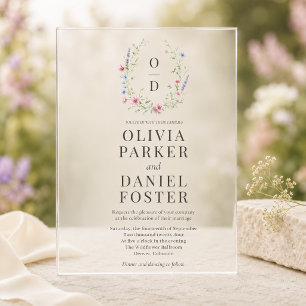 Wildflower Floral Monogram Wedding Invitation