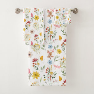 Wildflower Floral Pattern  Bath Towel Set
