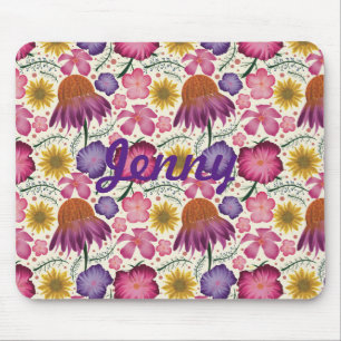 Wildflower Floral Pattern Personalized Mouse Pad