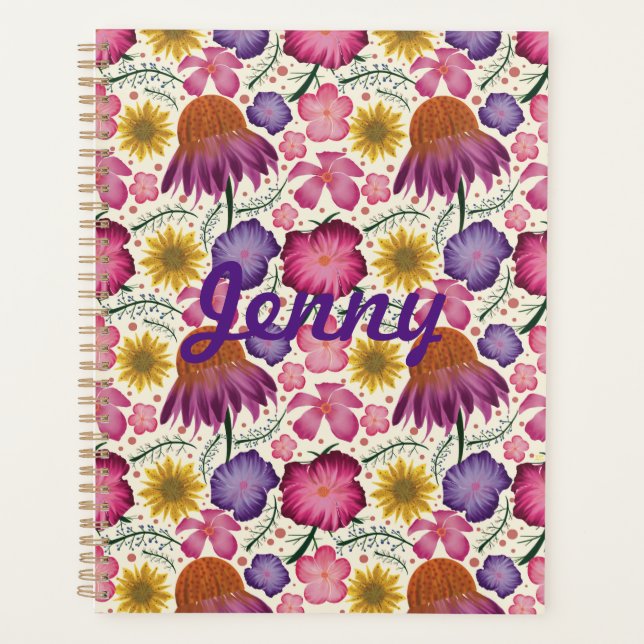 Wildflower Floral Pattern Personalized  Planner (Front)