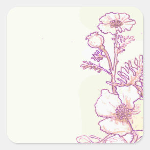 Wildflower Floral Poppy flower sketch  Stickers