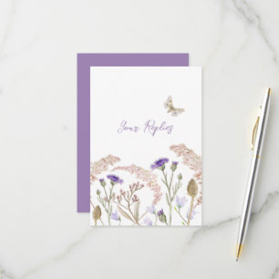 Wildflower floral purple fall wedding simple RSVP card