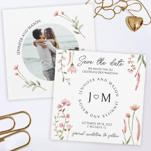 Wildflower floral Save the date photo Invitation