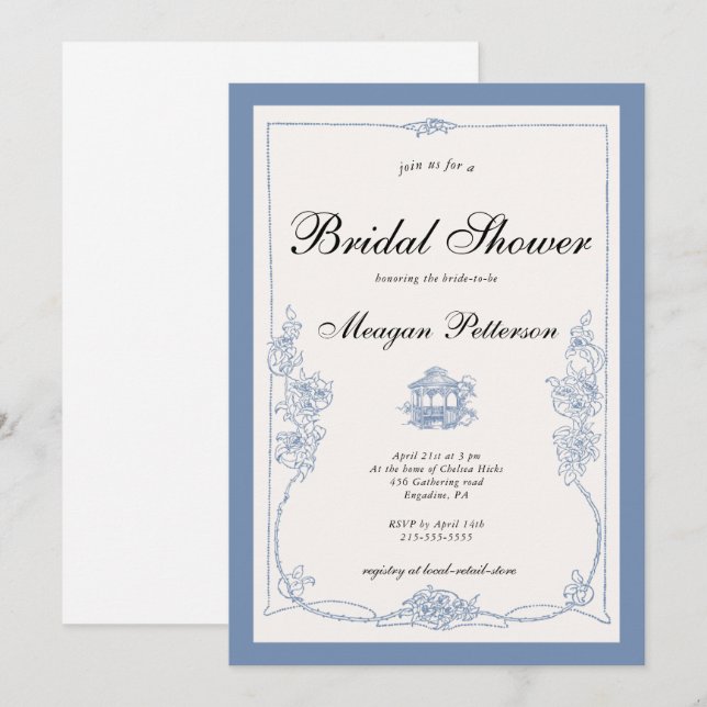 Wildflower Floral Spring Bridal Shower  Invitation (Front/Back)