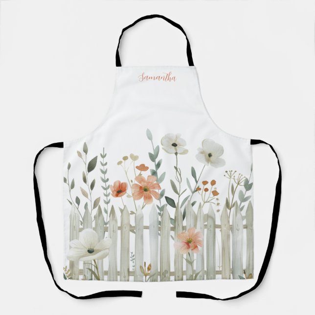 Wildflower Floral Watercolor  Apron (Front)