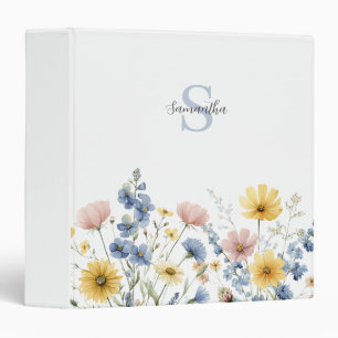 Wildflower Floral Watercolor Monogram Binder
