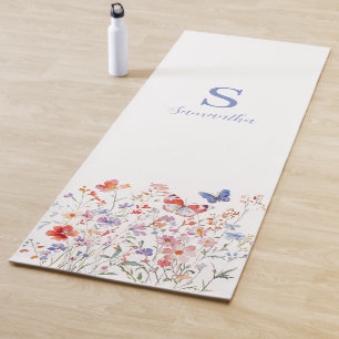 Wildflower Floral Watercolor Personalized  Yoga Mat