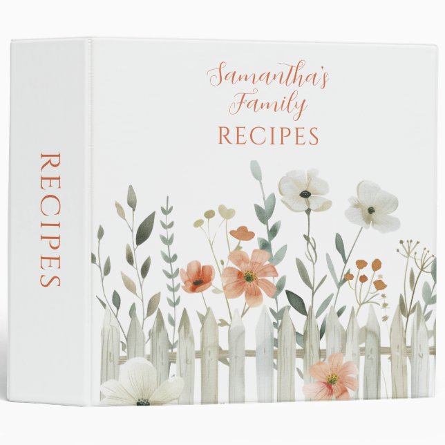 Wildflower Floral Watercolor Recipe  Binder (Front/Spine)