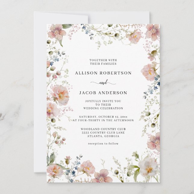 Wildflower Floral Wedding Invitation (Front)
