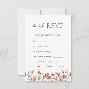 Wildflower Floral Wedding Menu Choice RSVP