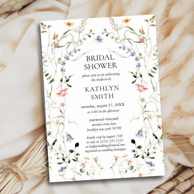 Wildflower Floral Wreath Garden Bridal Shower Invitation (Creator Uploaded)