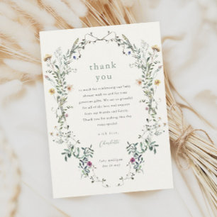 Wildflower Floral Wreath Spring Baby Shower Thank You Card